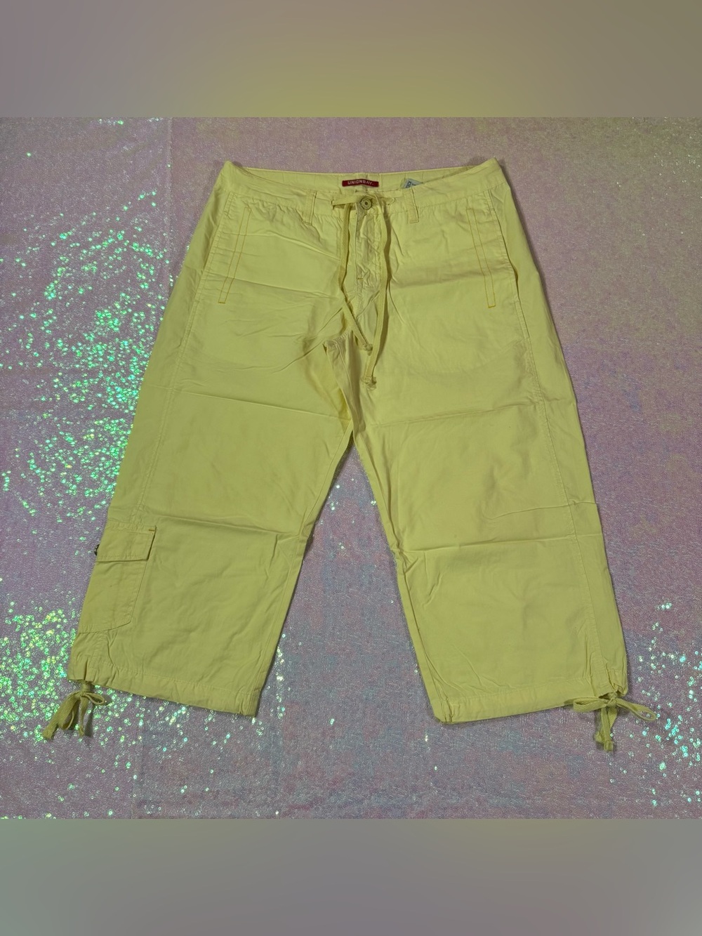 Union Bay Light Yellow Cargo Capri Pants (11) ★彡